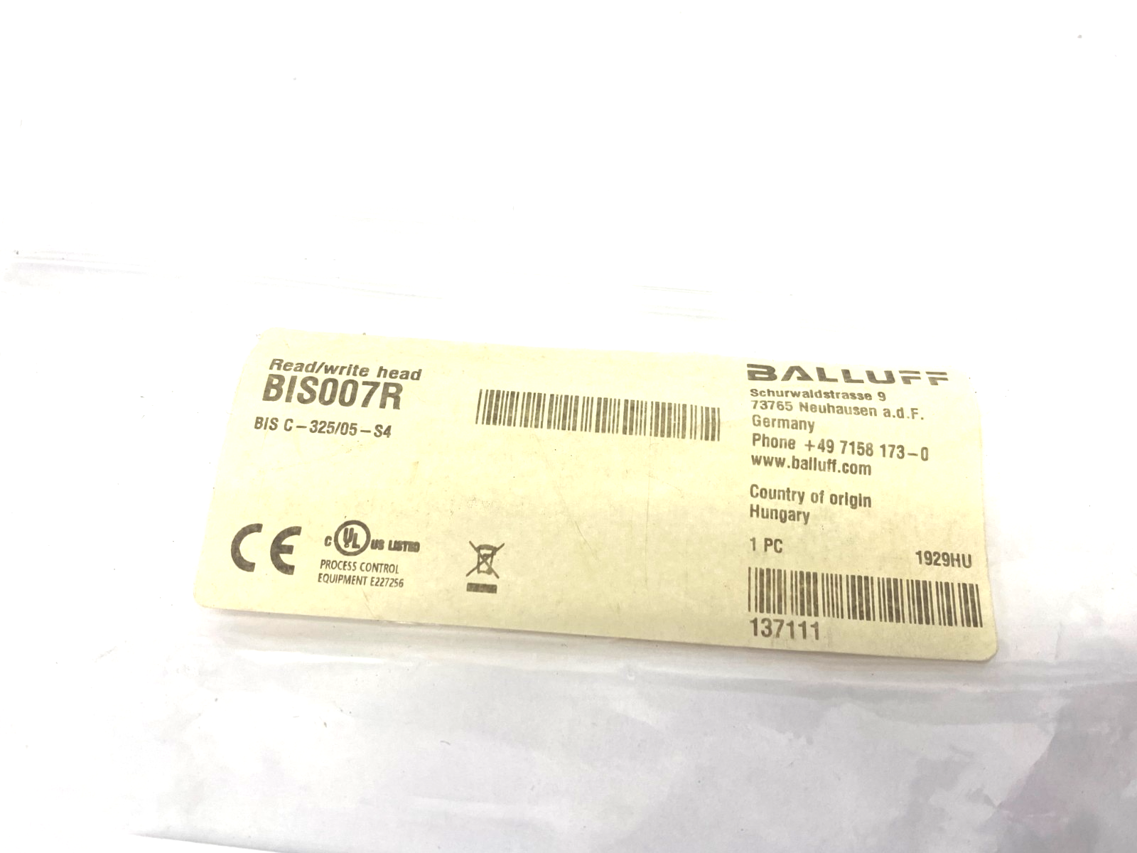 Balluff BIS007R Read/Write Head LF Range BIS C-325/05-S4 - Maverick Industrial Sales