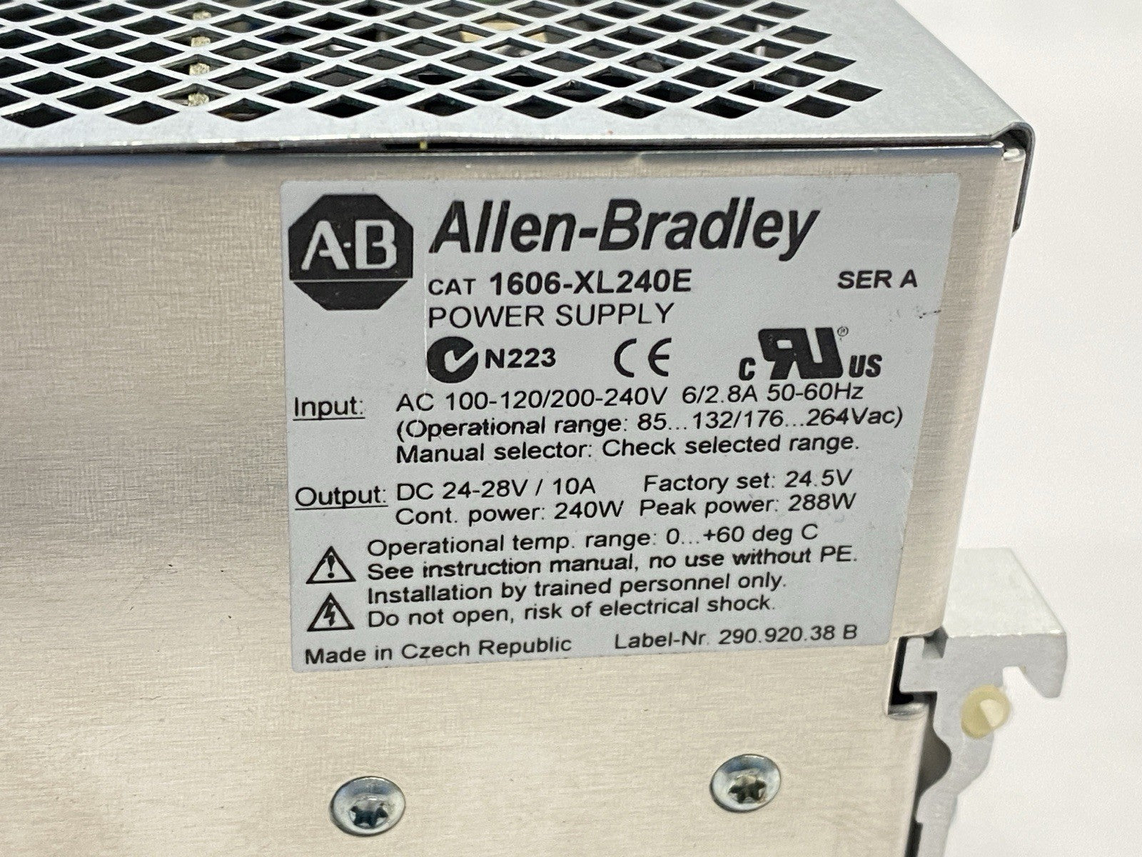Allen Bradley 1606-XL240E Ser A Power Supply Standard 10A 24-28VDC 240W Output - Maverick Industrial Sales