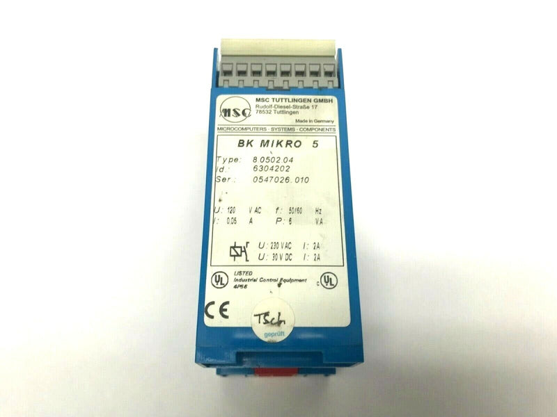 MSC BK MIKRO 5-RL Time Delay Relay 8.0502.04 6304202 Microcomputer DIN 120V - Maverick Industrial Sales