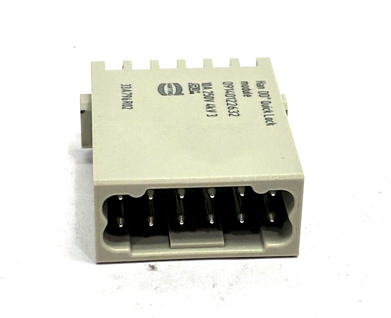 Harting 09140122632 Han DD Quick Lock Module 12-Pin Male Connector 10A 250V - Maverick Industrial Sales