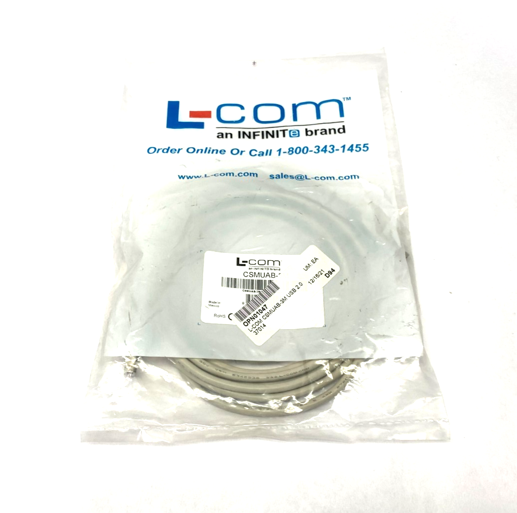 CSMUAB-3M | L-Com Premium USB Cable Type A - B Cable 0.3m - New - Maverick Industrial Sales
