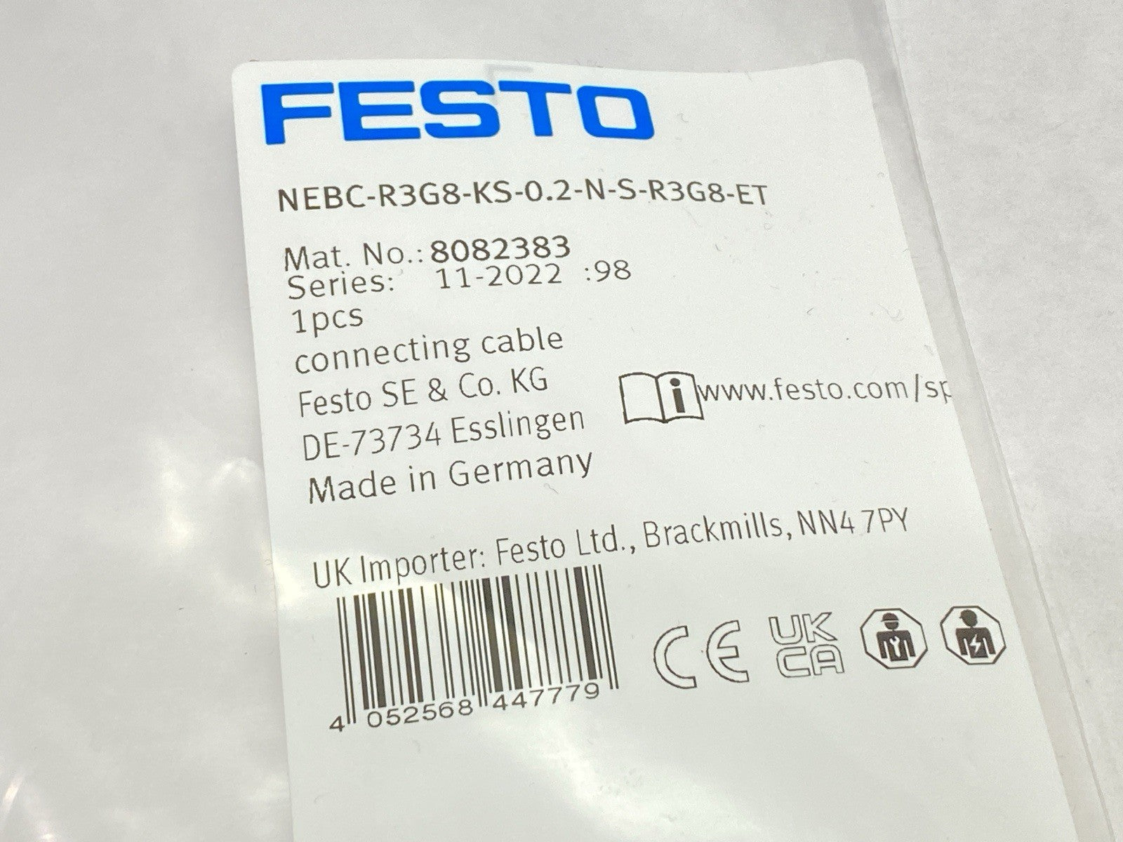 Festo NEBC-R3G8-KS-0.2-N-S-R3G8-ET Connecting Cable RJ45 0.2m 8082383 - Maverick Industrial Sales