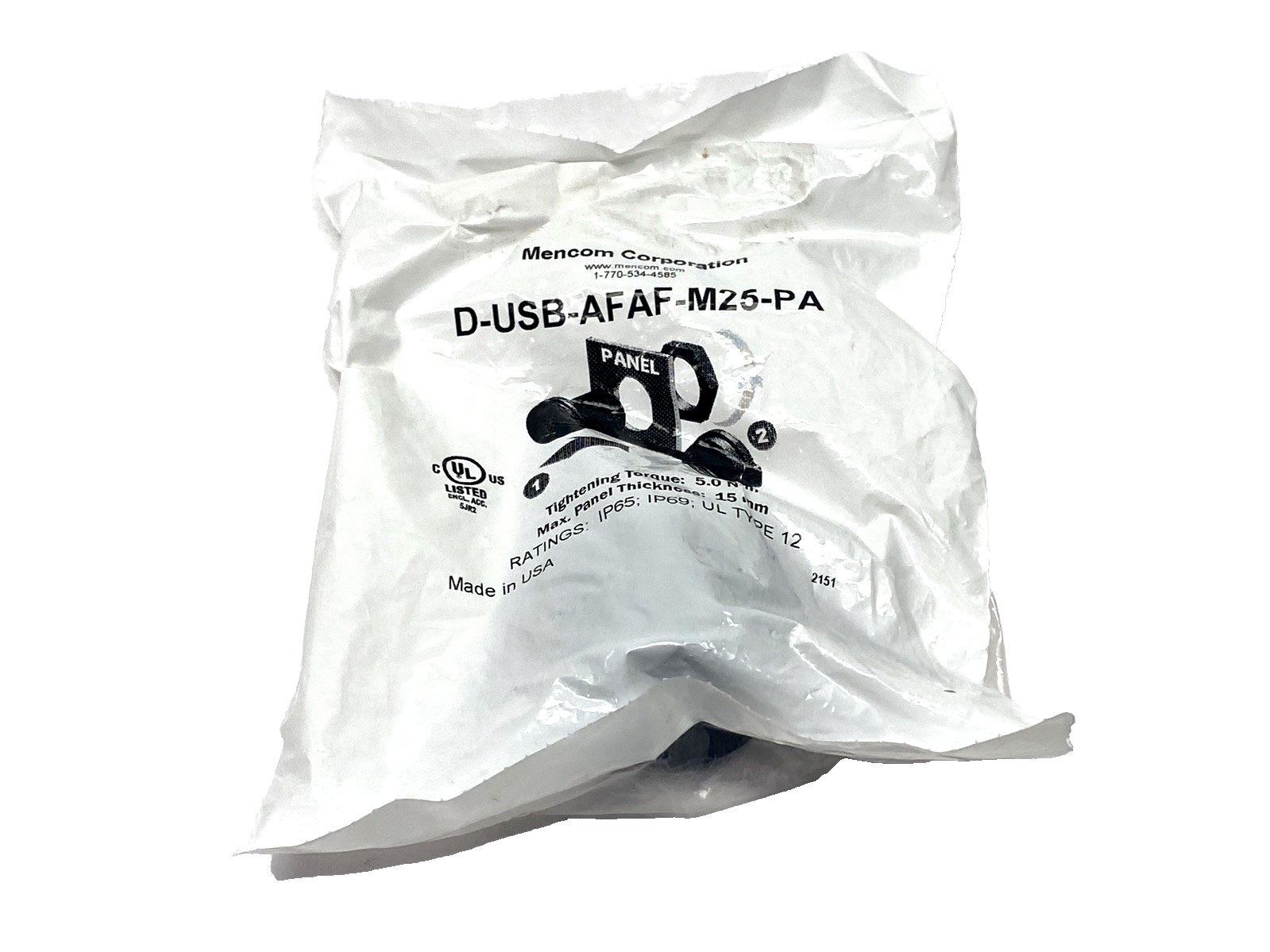 D-USB-AFAF-M25-PA | Mencom Port Adapter With USB Style A Female-Female M25 Thread - New - Maverick Industrial Sales