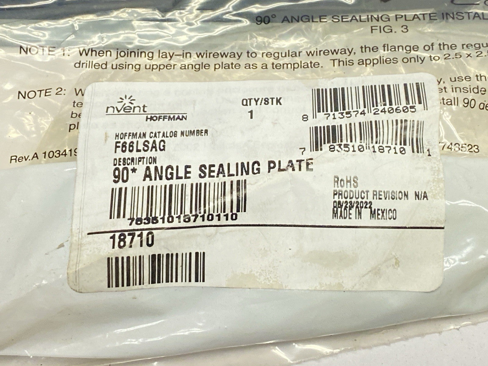 Hoffman F66LSAG Sealing Plate 90-Degree Angle Lay-in HC 6.00 x 6.00" Gray 18710 - Maverick Industrial Sales