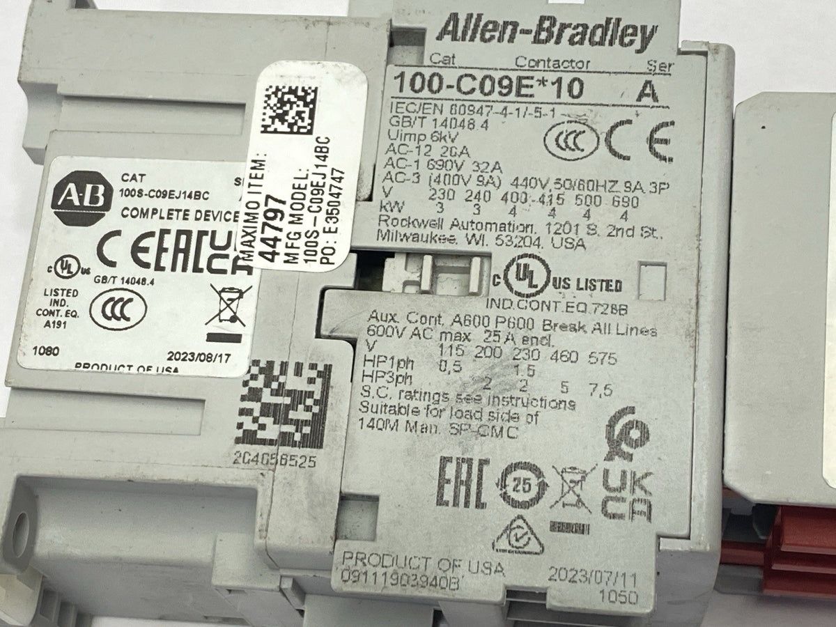 Allen Bradley 100S-C09EJ14BC Ser A Safety Contactor 9A 24VDC - Maverick Industrial Sales