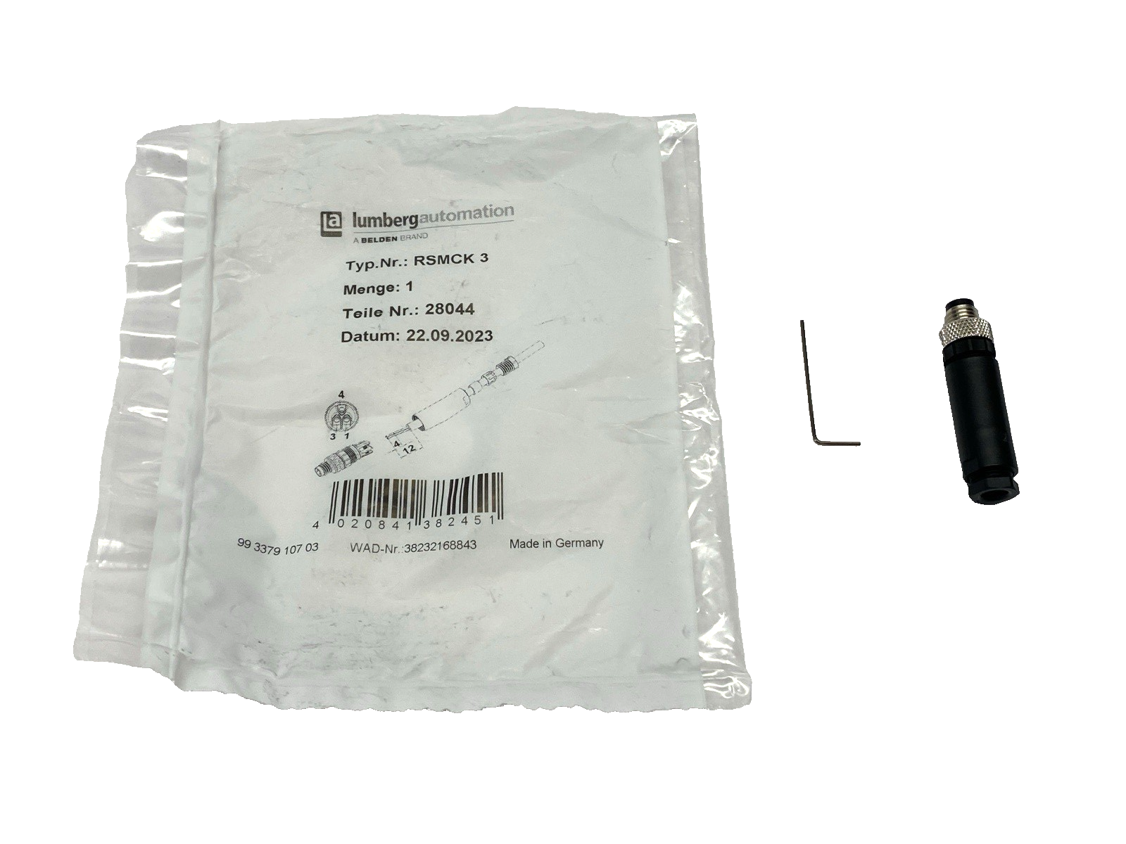 Lumberg Automation RSMCK 3 Connector 3-Pole M8 28044 - Maverick Industrial Sales