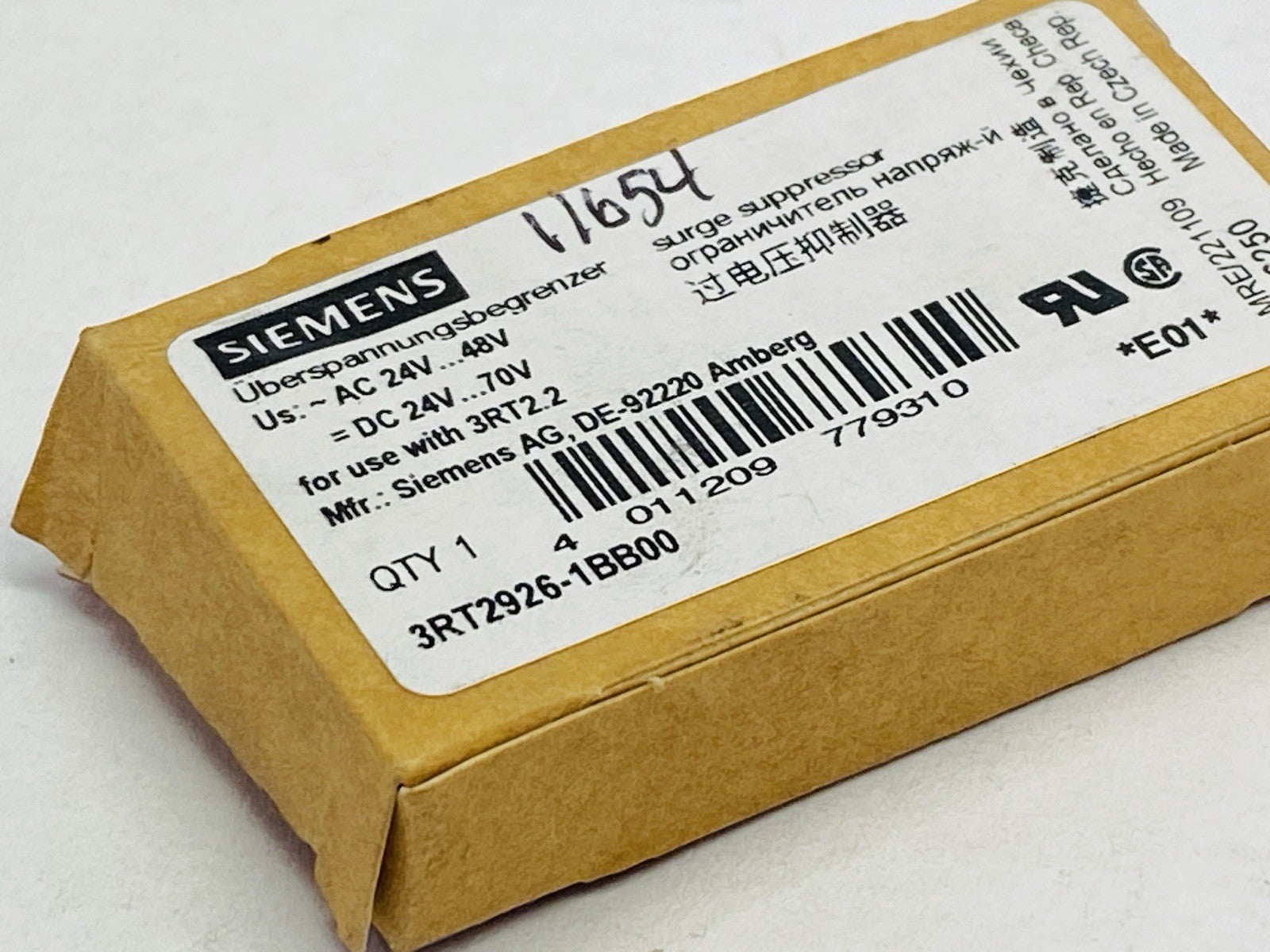 Siemens 3RT2926-1BB00 Surge Suppressor 24-48VAC 24-70VDC - Maverick Industrial Sales