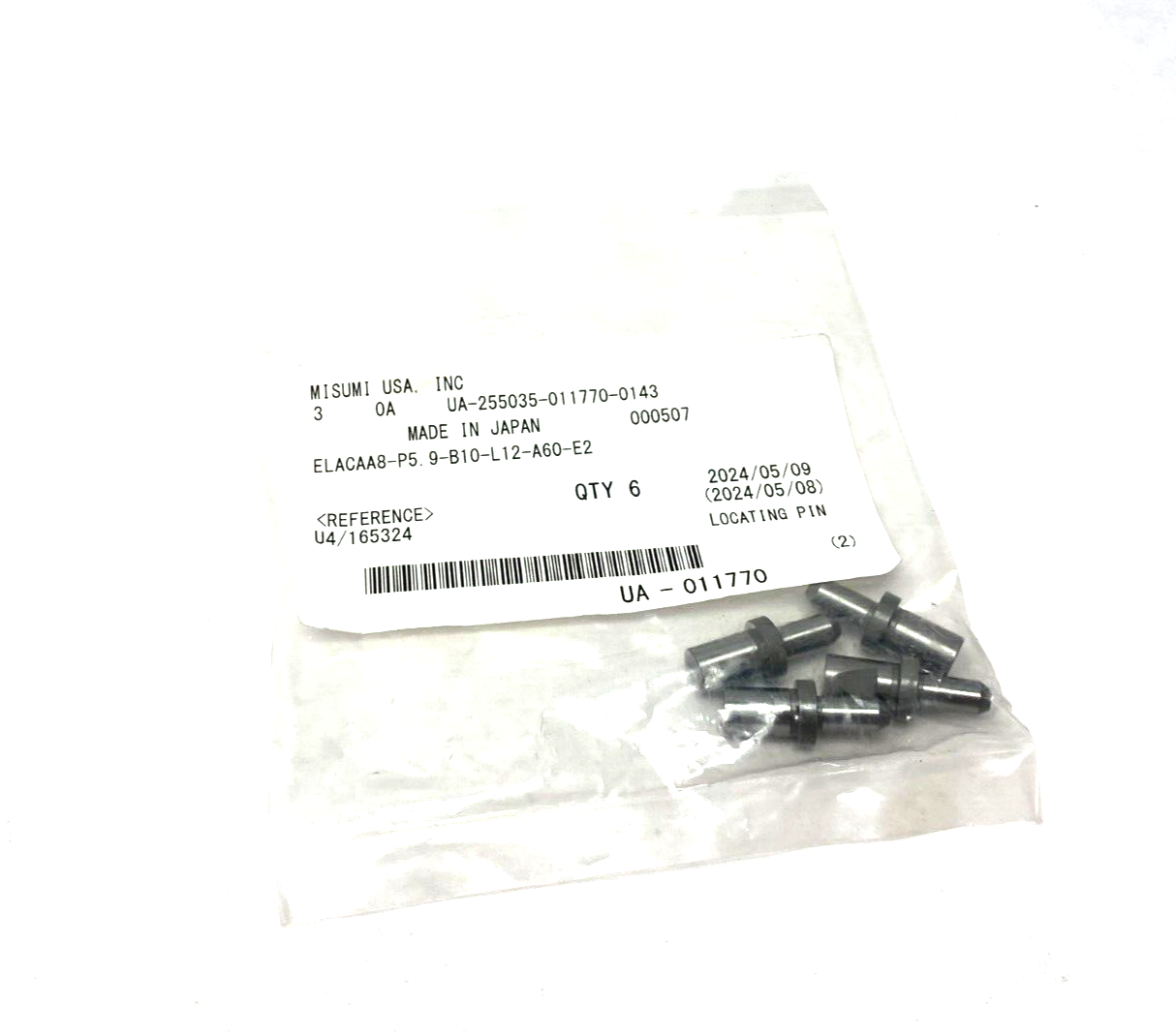 Misumi ELACAA8-P5.9-B10-L12-A60-E2 Locating Pin PKG OF 4 - Maverick Industrial Sales