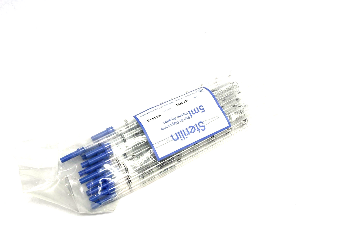 Bibby Sterilin 47305 5mL Sterile Disposable Plastic Pipettes, Clear, 25-PACK - Maverick Industrial Sales