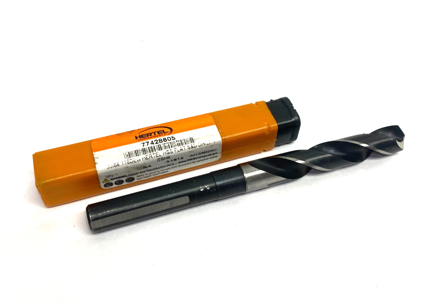 Hertel 77428605 Reduced Shank Drill Bit: 35/64'' Dia, 1/2'' Shank Dia, 118 ° HSS - New - Maverick Industrial Sales