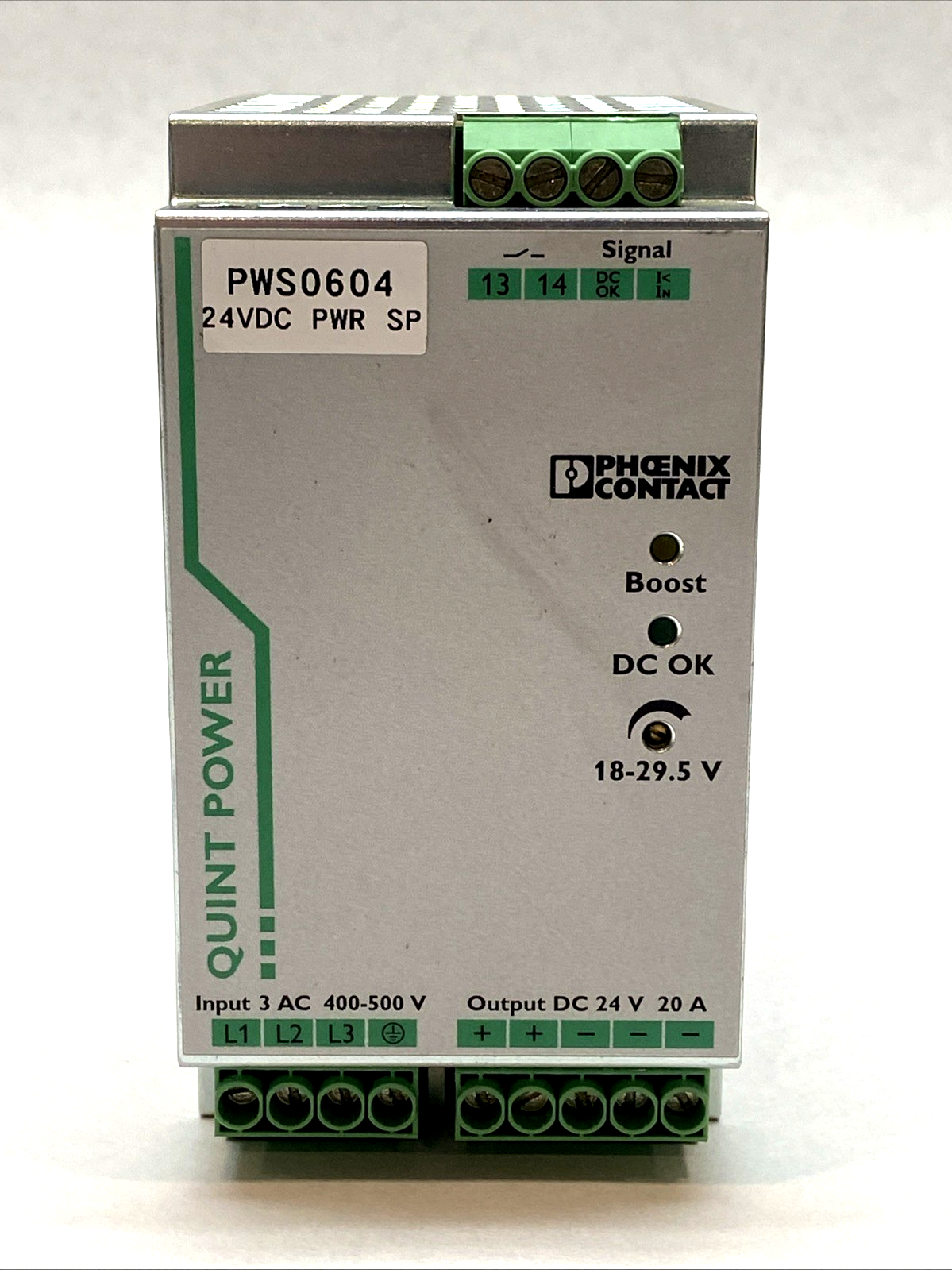 QUINT-PS/3AC/24DC/20 | Phoenix Contact Power Supply 24VDC 20A DIN Rail 2866792 - Used - Maverick Industrial Sales