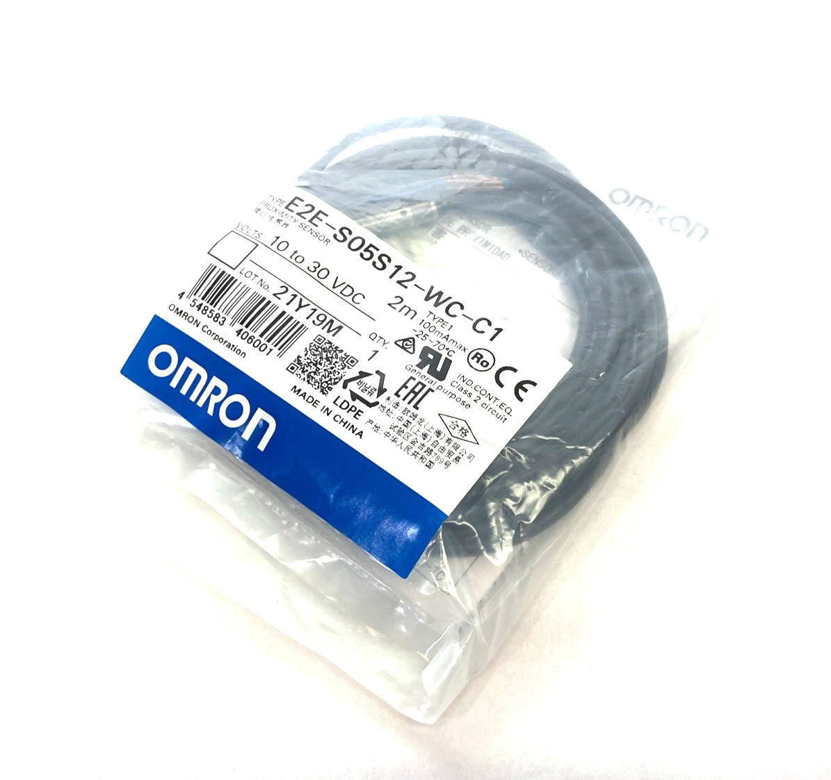Omron E2E-S05S12-WC-C1 2M Small-Diameter Proximity Sensor, Cylinder type - Maverick Industrial Sales