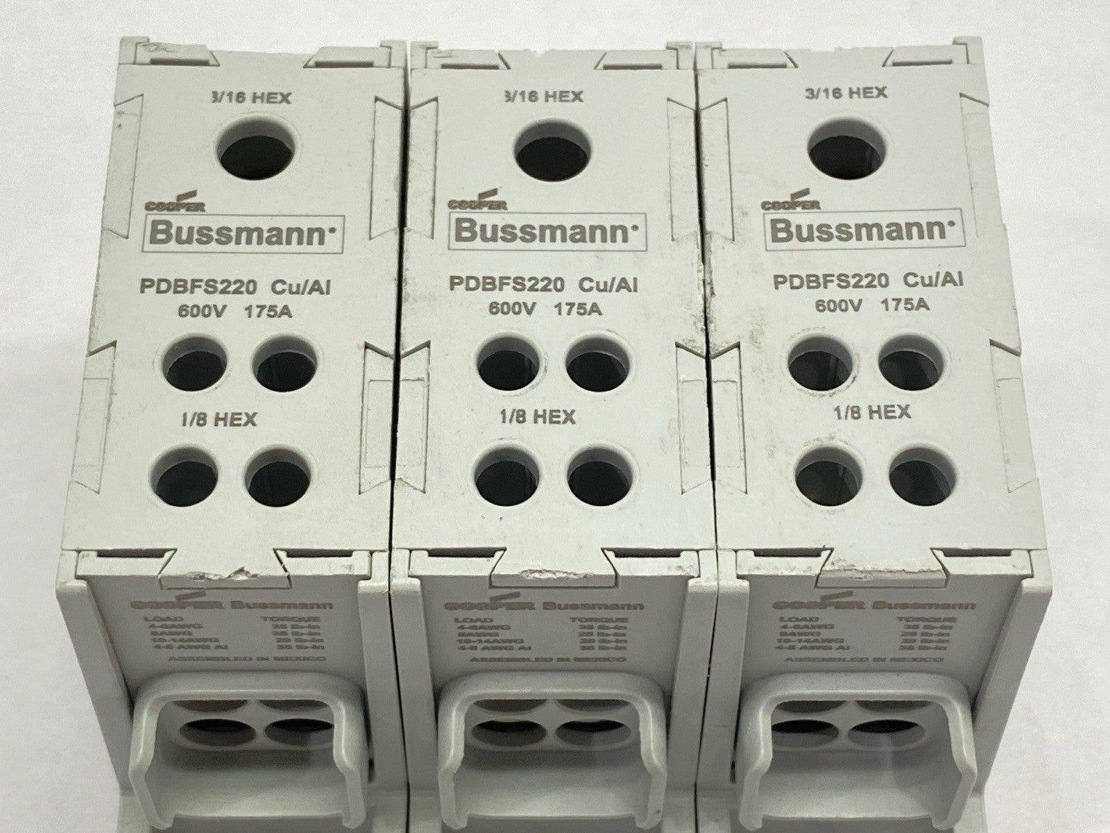 PDBFS220 | Cooper Bussmann Power Distribution Block 600V 175A LOT OF 3 - Used - Maverick Industrial Sales