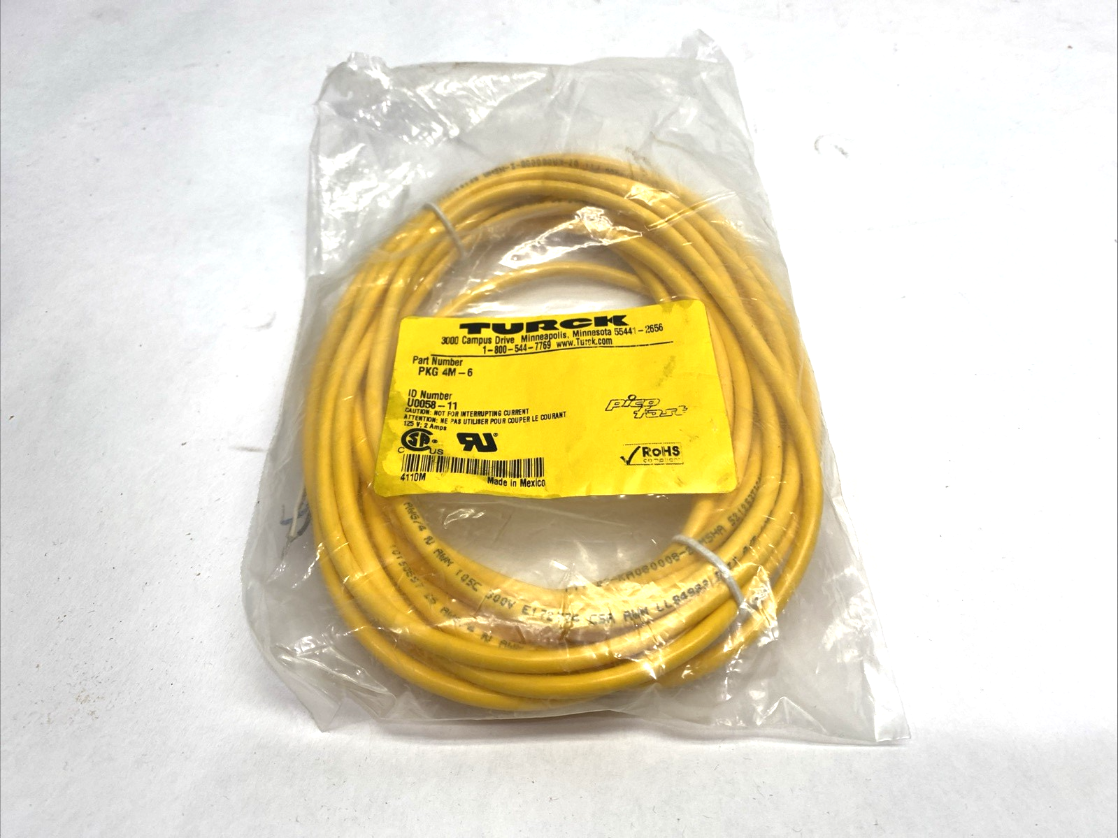 Turck PKG 4M-6 Single-Ended Female M8 4-Pin Connector Cordset U0058-11 - Maverick Industrial Sales