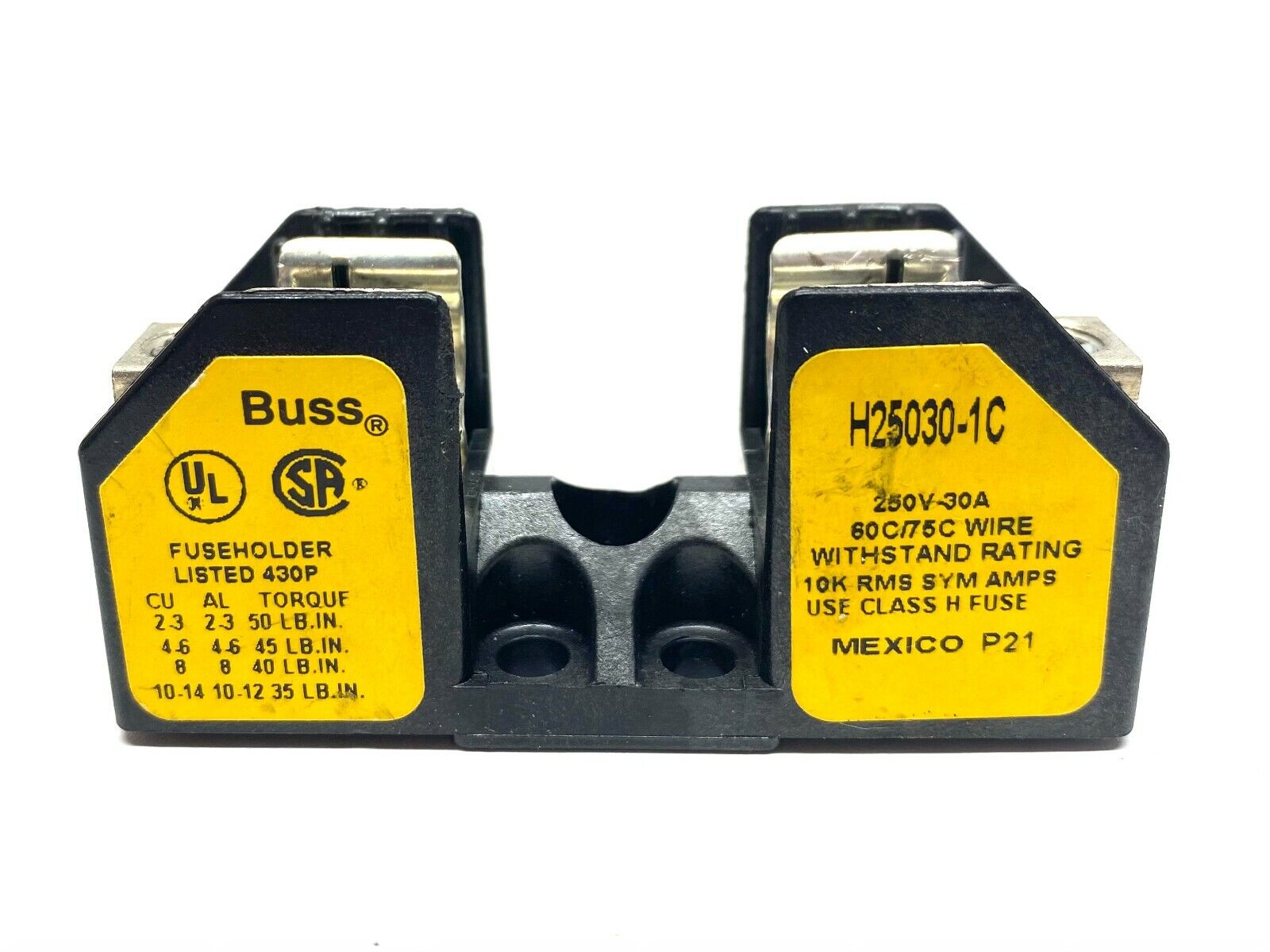 Buss H25030-1C Class H Fuseholder LOT OF 2 - Maverick Industrial Sales