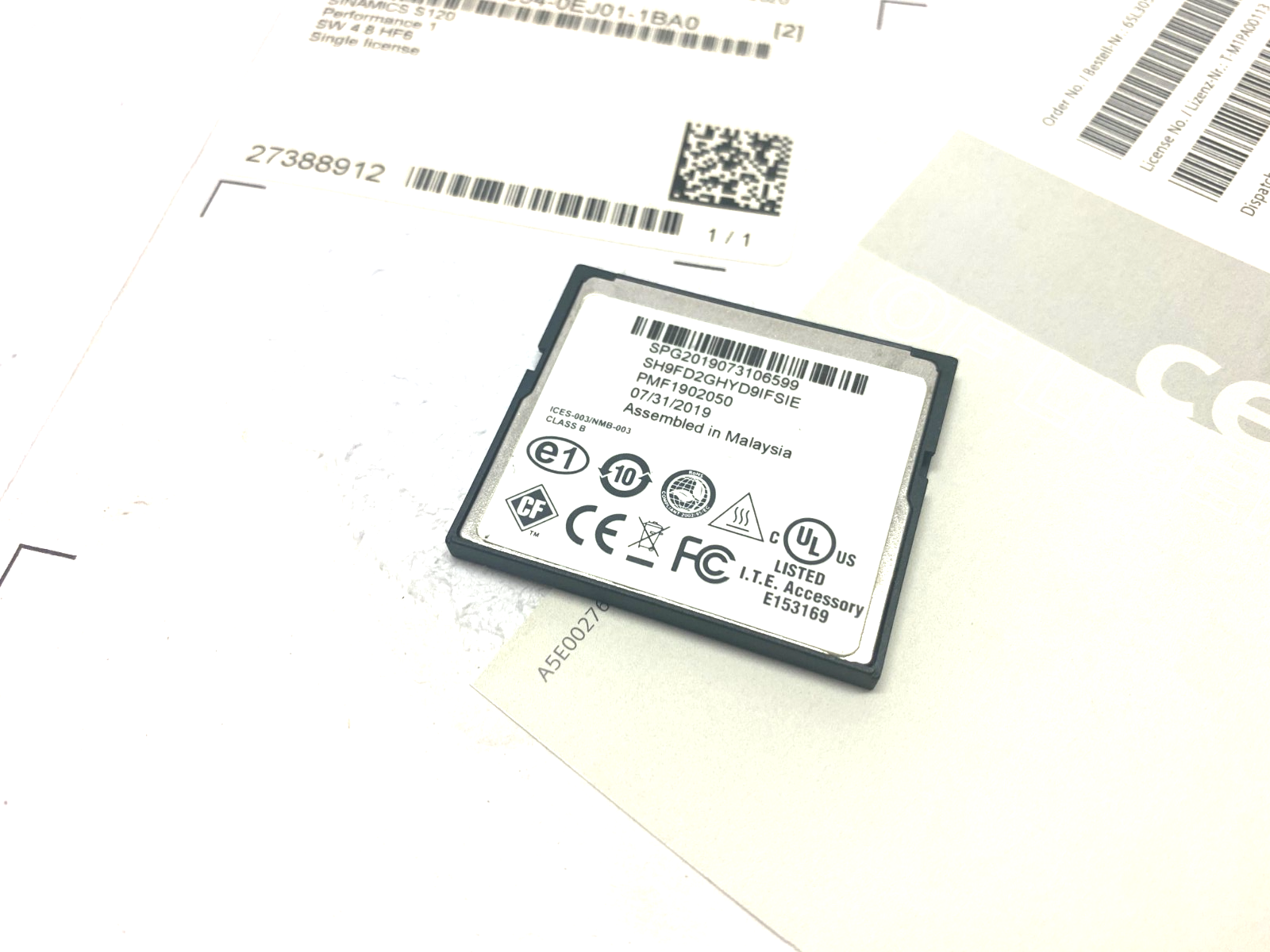 Siemens 6SL3054-0EJ01-1BA0 SINAMICS S120 CompactFlash Card SW 4.8 HF6 - Maverick Industrial Sales