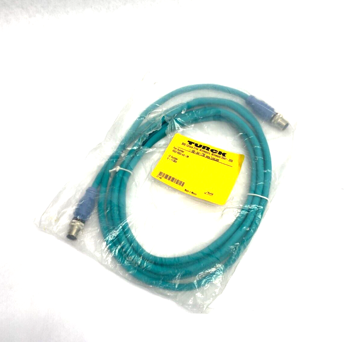 Turck RSSD RSSD 443-3M Industrial Ethernet Cable Male M12 4-Pin 3m, U-11304 - Maverick Industrial Sales