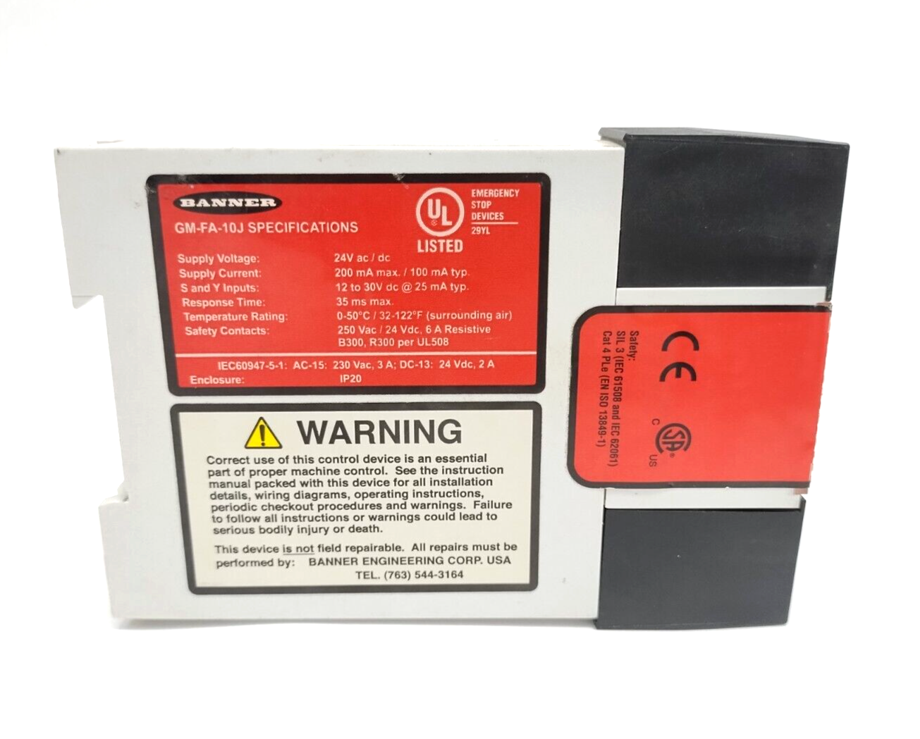 Banner GM-FA-10J ES Series E-Stop Guard Monitoring Safety Relay 24V 6A 60987 - Maverick Industrial Sales