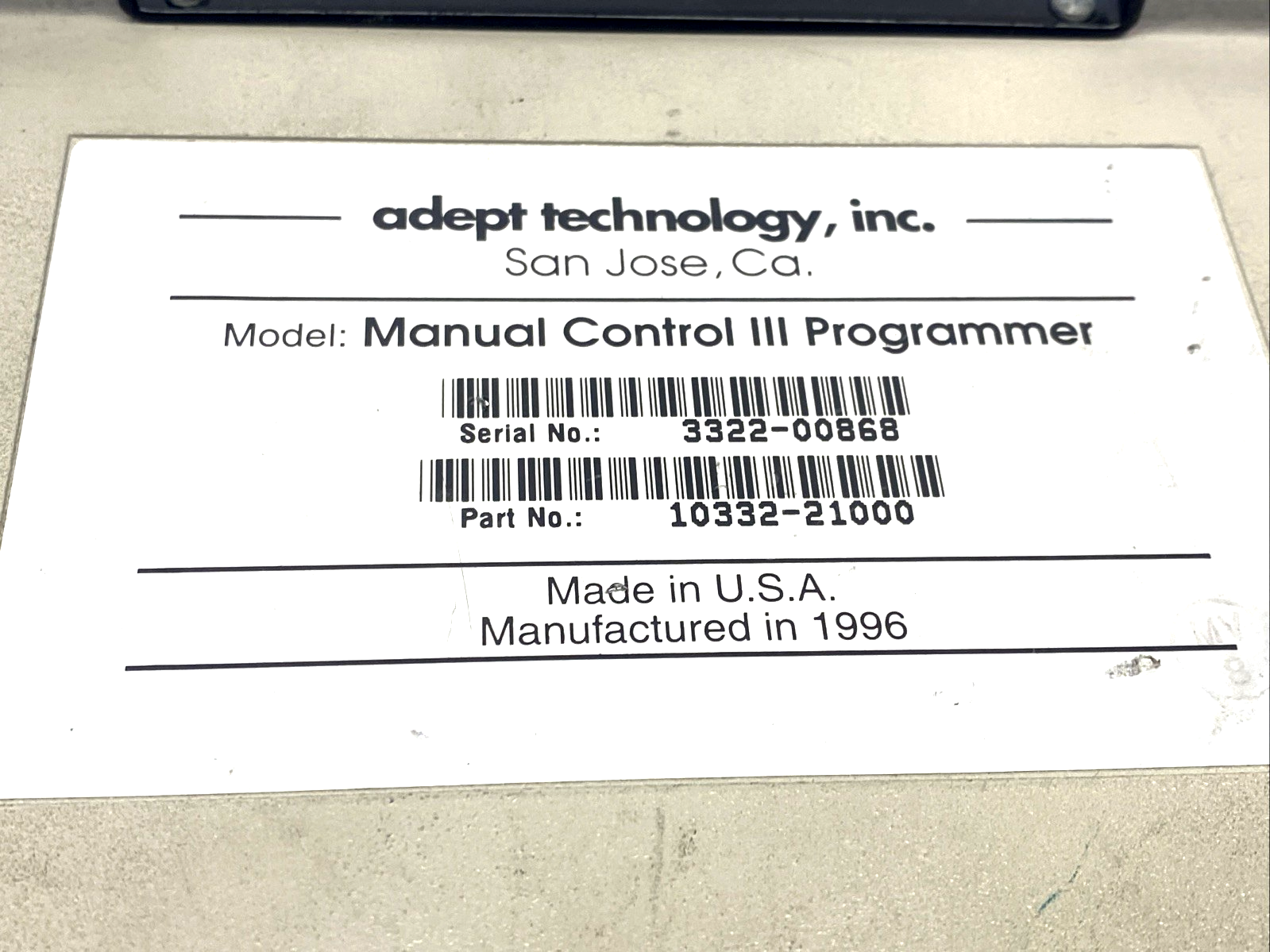 Adept Technology 10332-21000 Manual Control III Programmer Teach Pendant - Maverick Industrial Sales