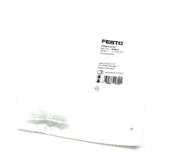 Festo DYSW-5-8-Y1F Pneumatic Shock Absorber 8mm Stroke 548071 - Maverick Industrial Sales