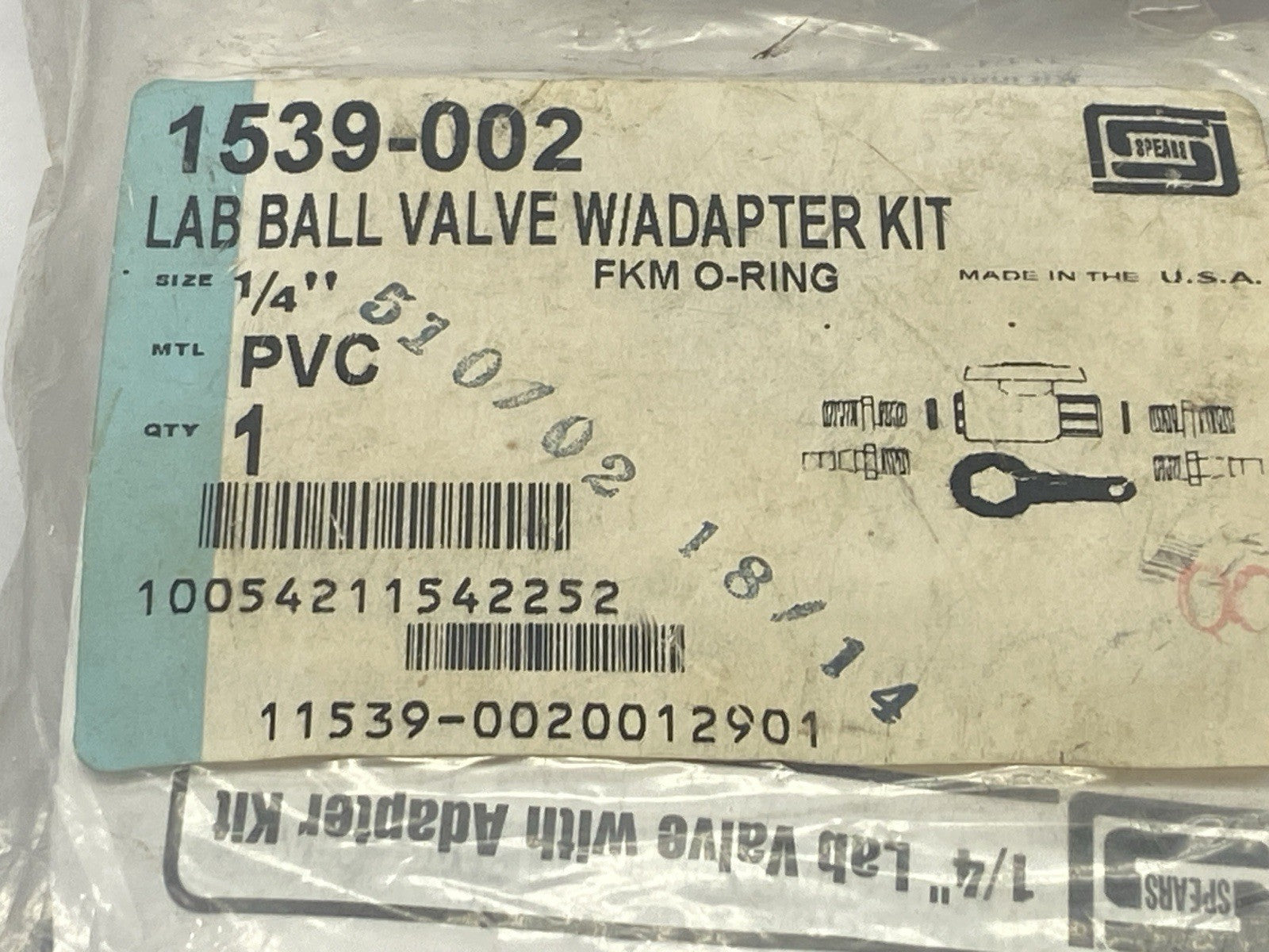 Spears 1539-002 PVC Lab Ball Valve W/ Adapter Kit - Maverick Industrial Sales