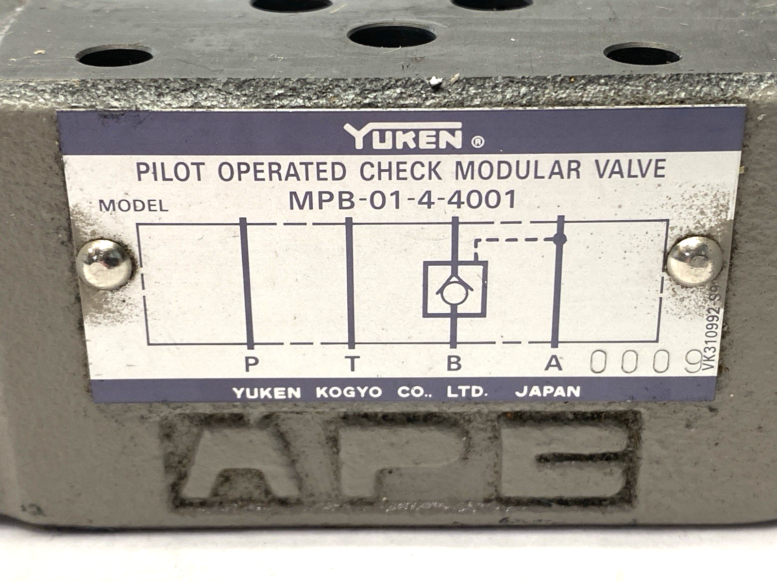 Yuken MPB-01-4-4001 Pilot Operated Check Modular Valve 1/4" - Maverick Industrial Sales