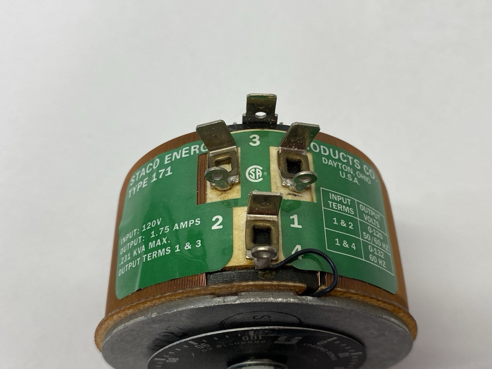 171 | Staco Energy Type Variable Control Transformer 120V Input, 1.75A Output - New – Open box - Maverick Industrial Sales