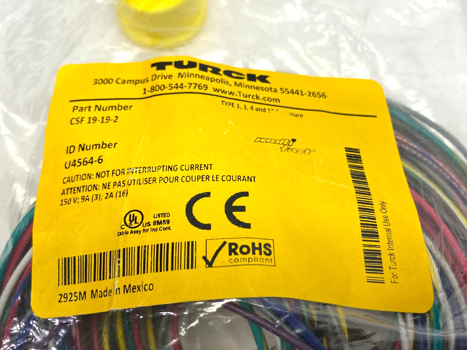 CSF 19-19-2 | Turck Actuator Sensor Receptacle Front-Mount Male M23 19-Pin U4564-6 - New - Maverick Industrial Sales