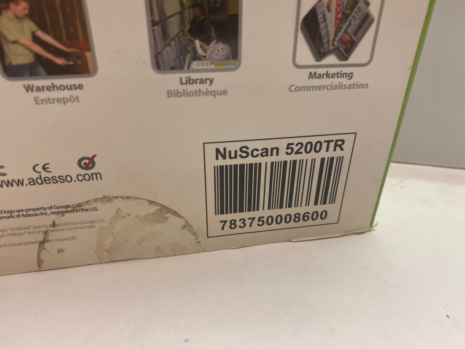 Adesso NuScan 5200TR Wireless Antimicrobial/Waterproof 2D Barcode Scanner 2.4GHz - Maverick Industrial Sales