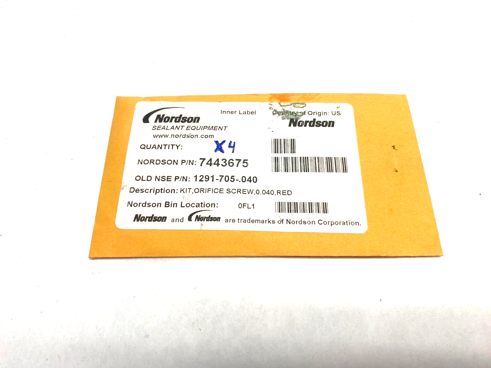 Nordson 7443675 Orifice Screw Kit, 0.040, Red PKG OF 4 - Maverick Industrial Sales