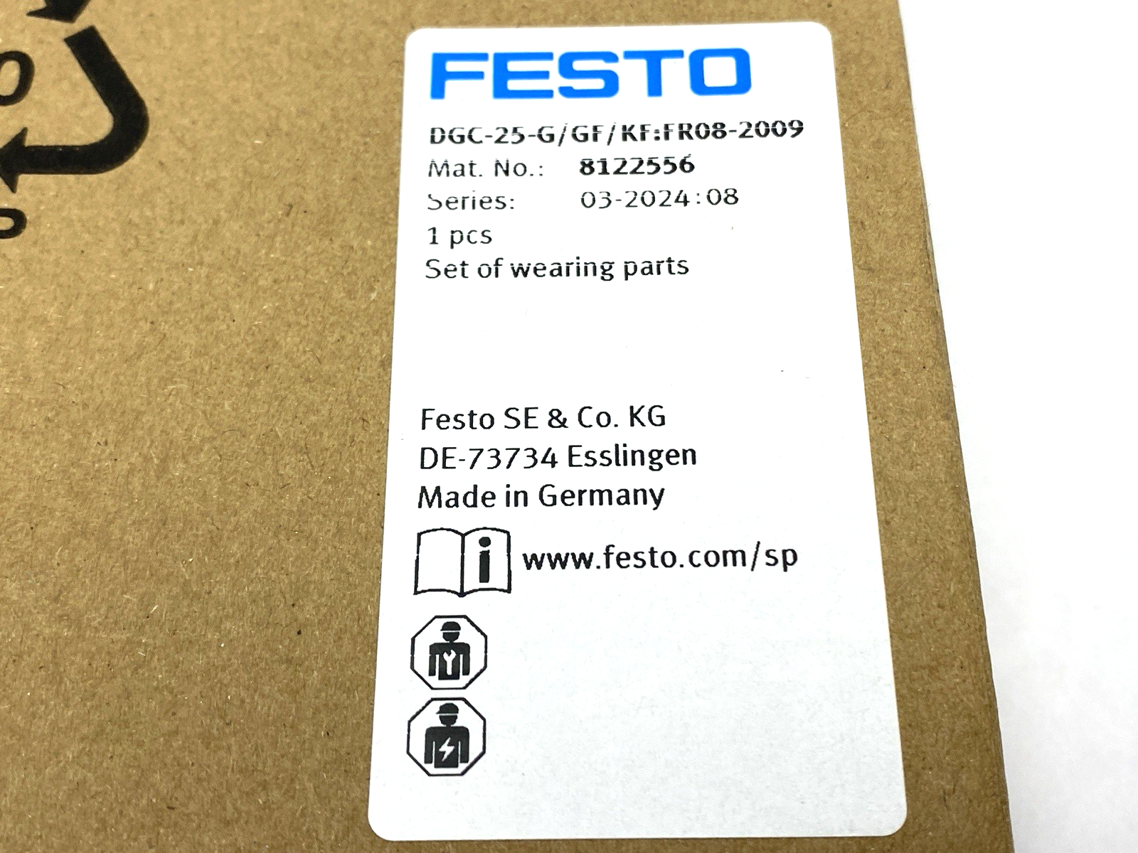 Festo DGC-25-G/GF/KF:R08-2009 Set of Wearing Parts 8122556 - Maverick Industrial Sales