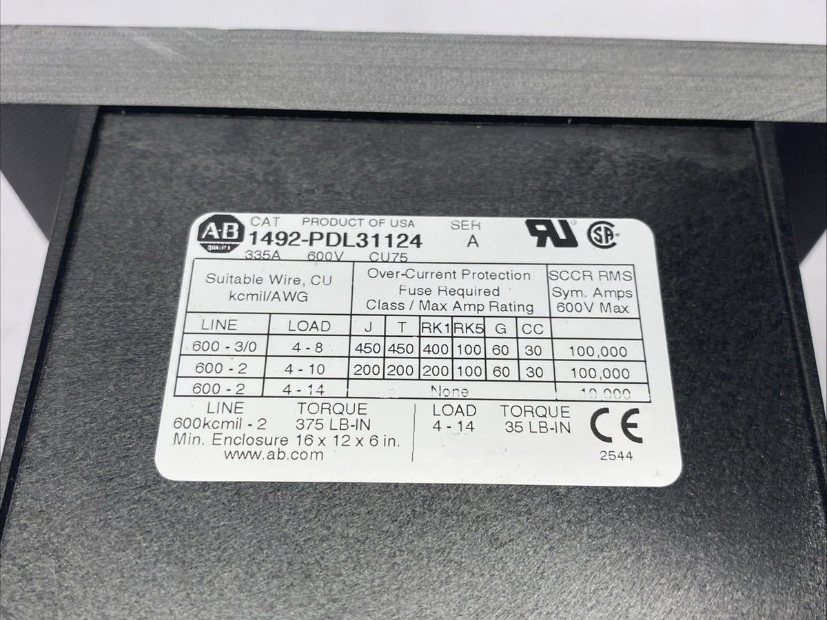1492-PDL31124 | Allen Bradley Ser. A Power Feeder Distribution Block 3-Pole - New – Open box - Maverick Industrial Sales