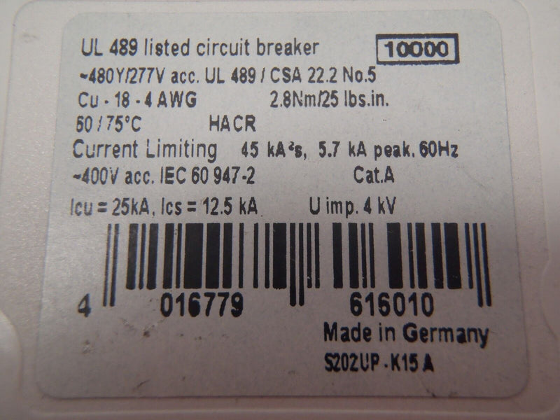 ABB Circuit Breakers W/ S202UP-K15A & S202U-K15A - Maverick Industrial Sales