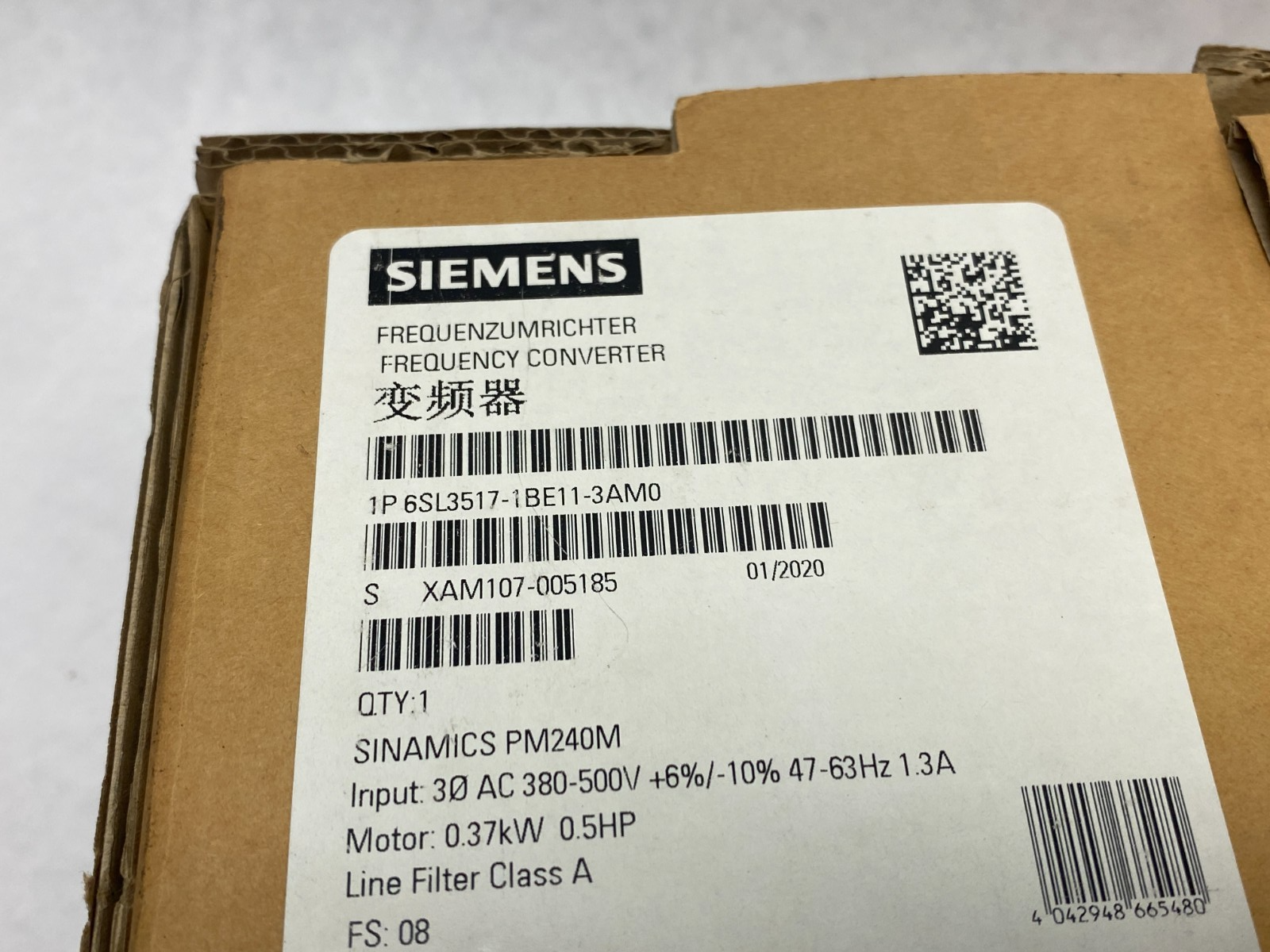 Siemens 6SL3517-1BE11-3AM0 SINAMICS PM240M Power Module Built In Line Filter - Maverick Industrial Sales