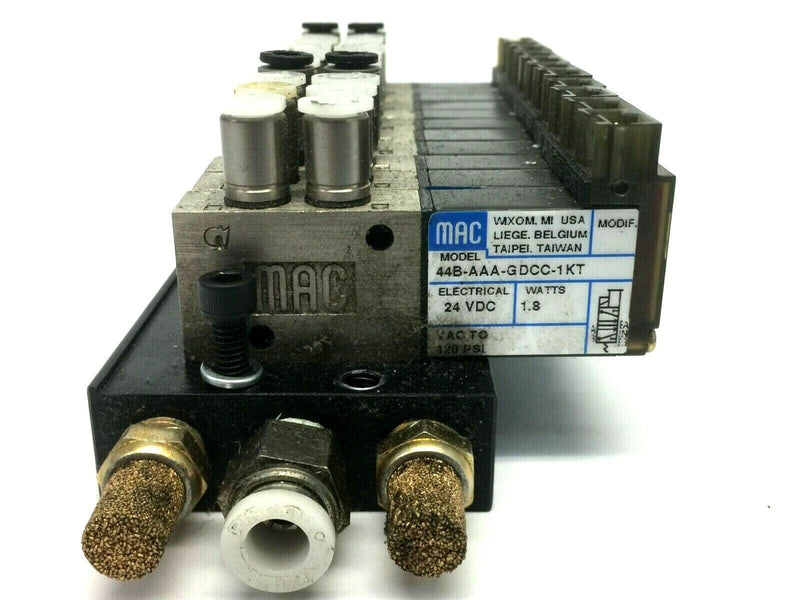 MAC Valves Manifold Assembly w/ 44B-AAA-GDCC-1KT Solenoids and Circuit Bar - Maverick Industrial Sales