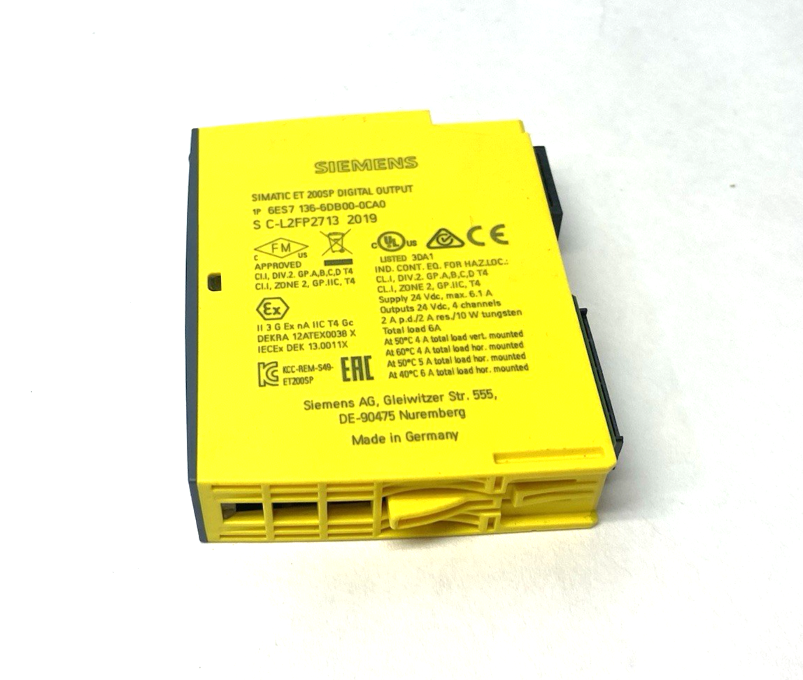 6ES7136-6DB00-0CA0 | Siemens SIMATIC ET 200SP Digital Output Module 4x24V DC/ 2A - Used - Maverick Industrial Sales