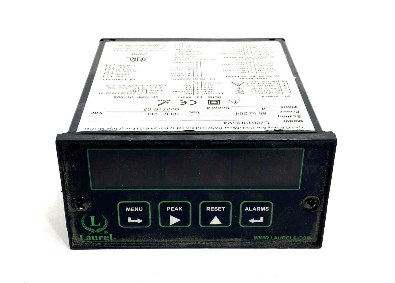 L20010DCV4 | Laurel DC Voltage Current Panel Meter 85–264VAC 4W - Used - Maverick Industrial Sales