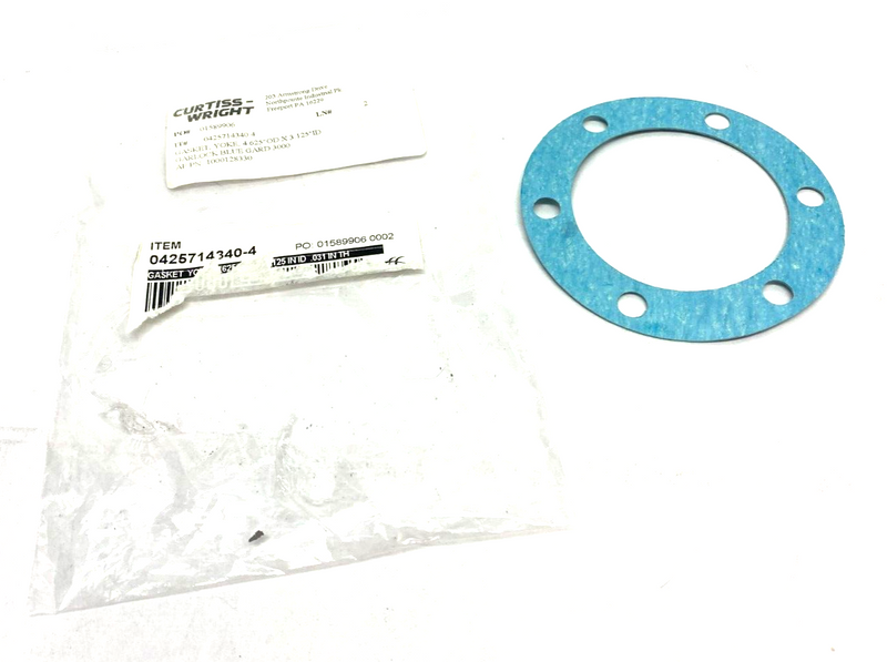 Curtiss-Wright 1000128330 Yoke Gasket 4.625" OD 3.125" ID Garlock Blue GARD 3000 - Maverick Industrial Sales