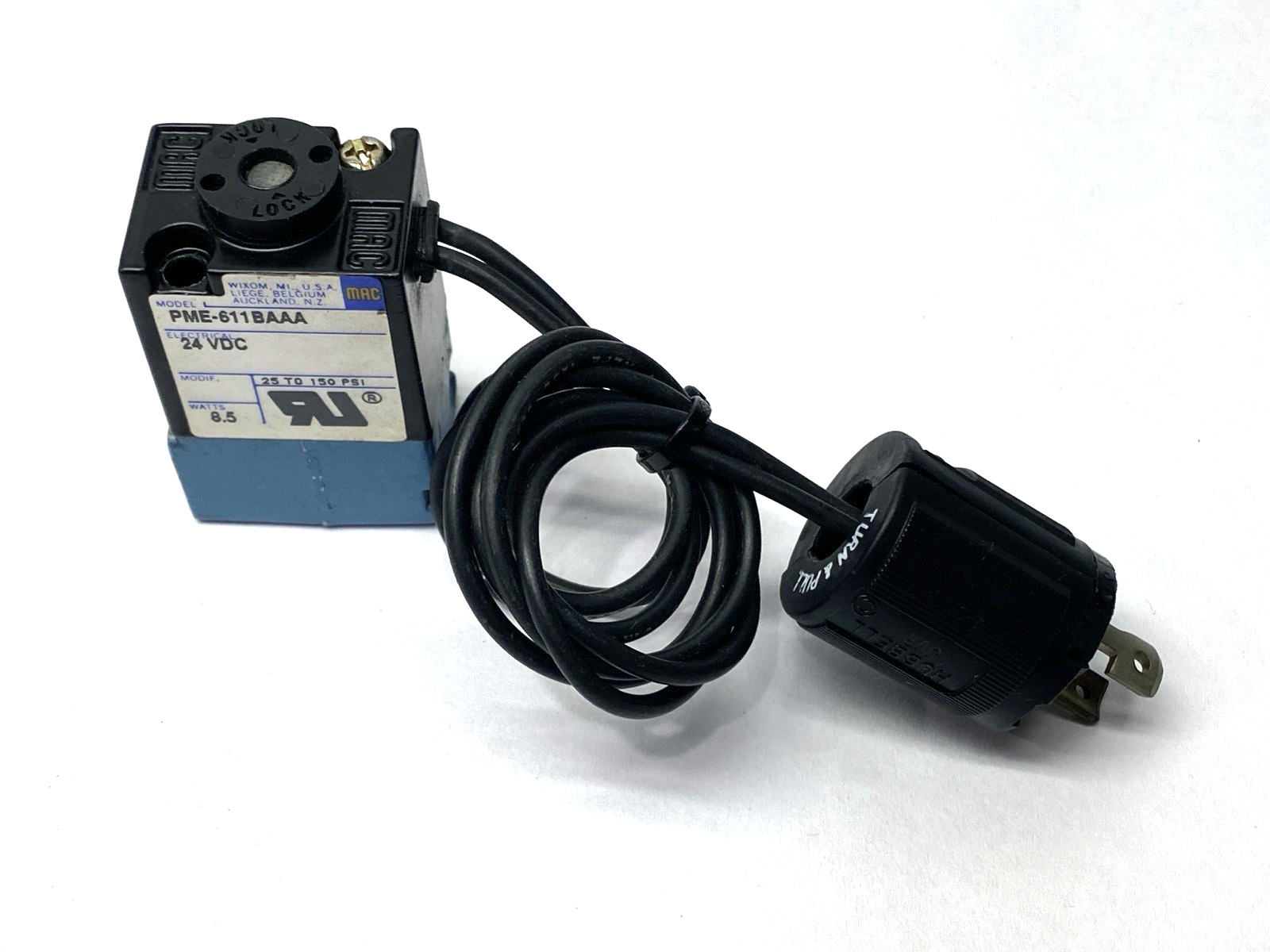 PME-611BAAA | MAC Valves Solenoid Coil 25-150PSI 8.5W 24VDC MISSING SCREW - Used - Maverick Industrial Sales