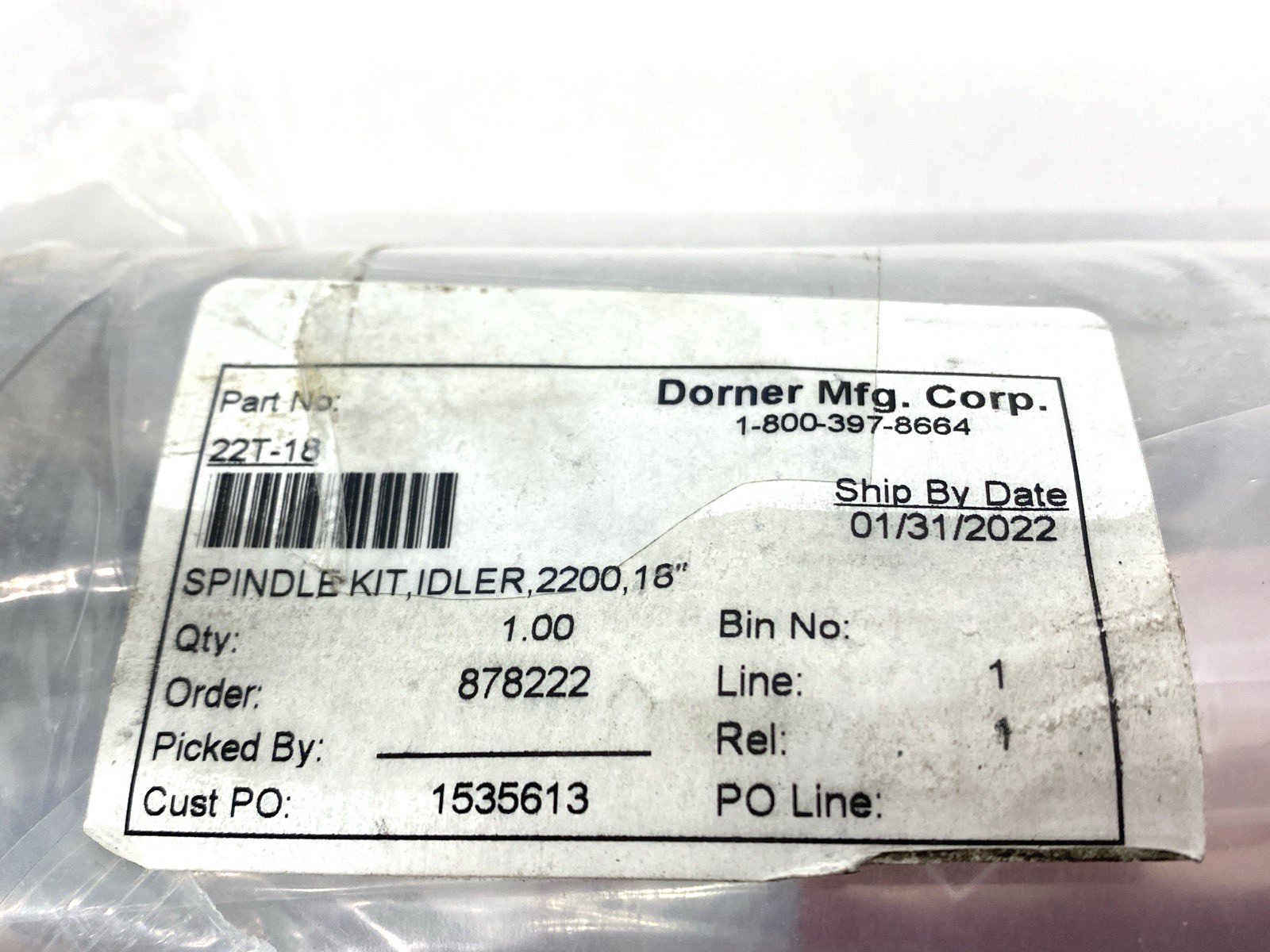 Dorner 22T-18 Spindle Idler Kit 2200 Series 18" - Maverick Industrial Sales