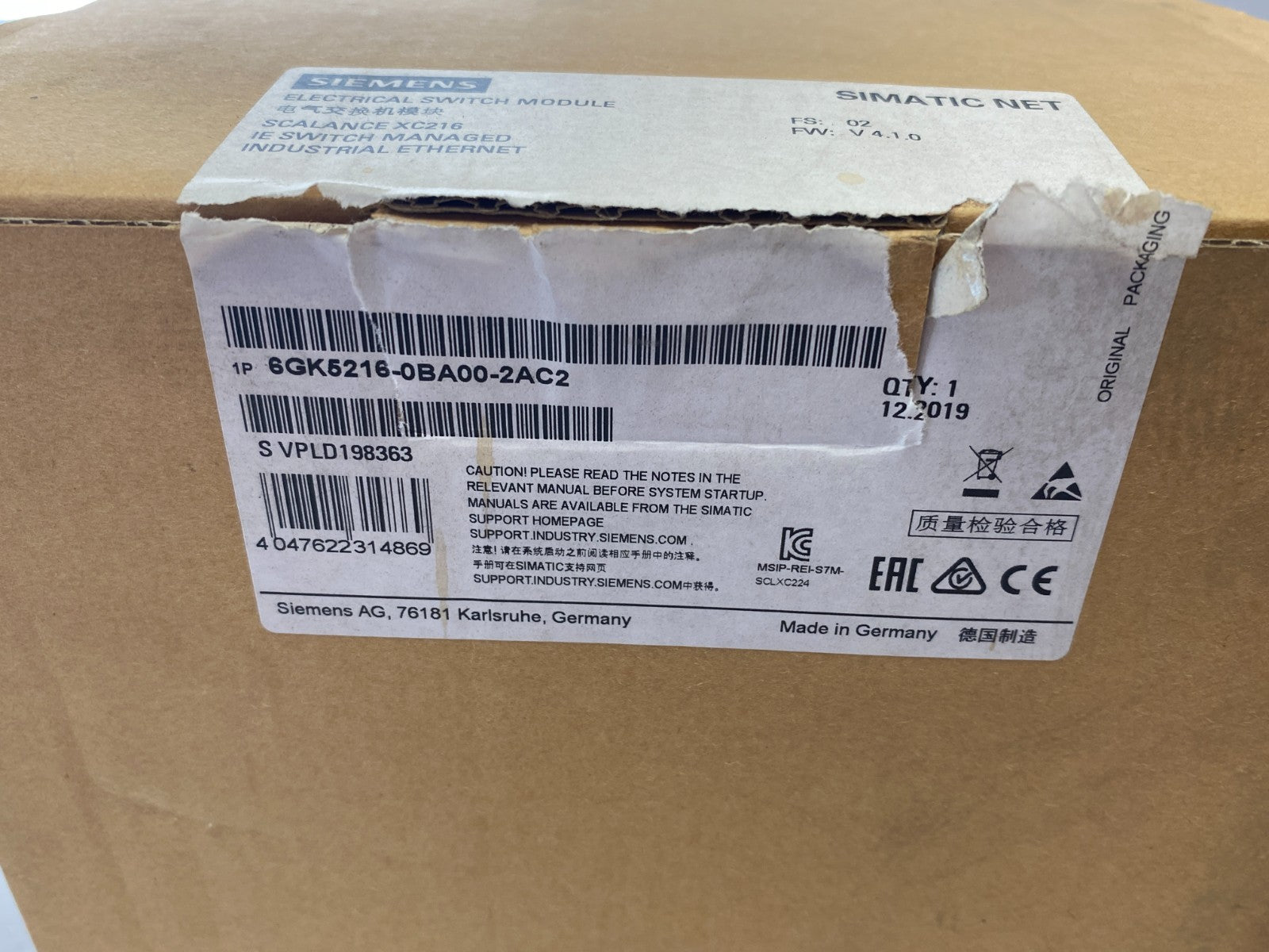 Siemens 6GK5216-0BA00-2AC2 SCALANCE XC216 Manageable Layer 2 IE Ethernet Switch - Maverick Industrial Sales