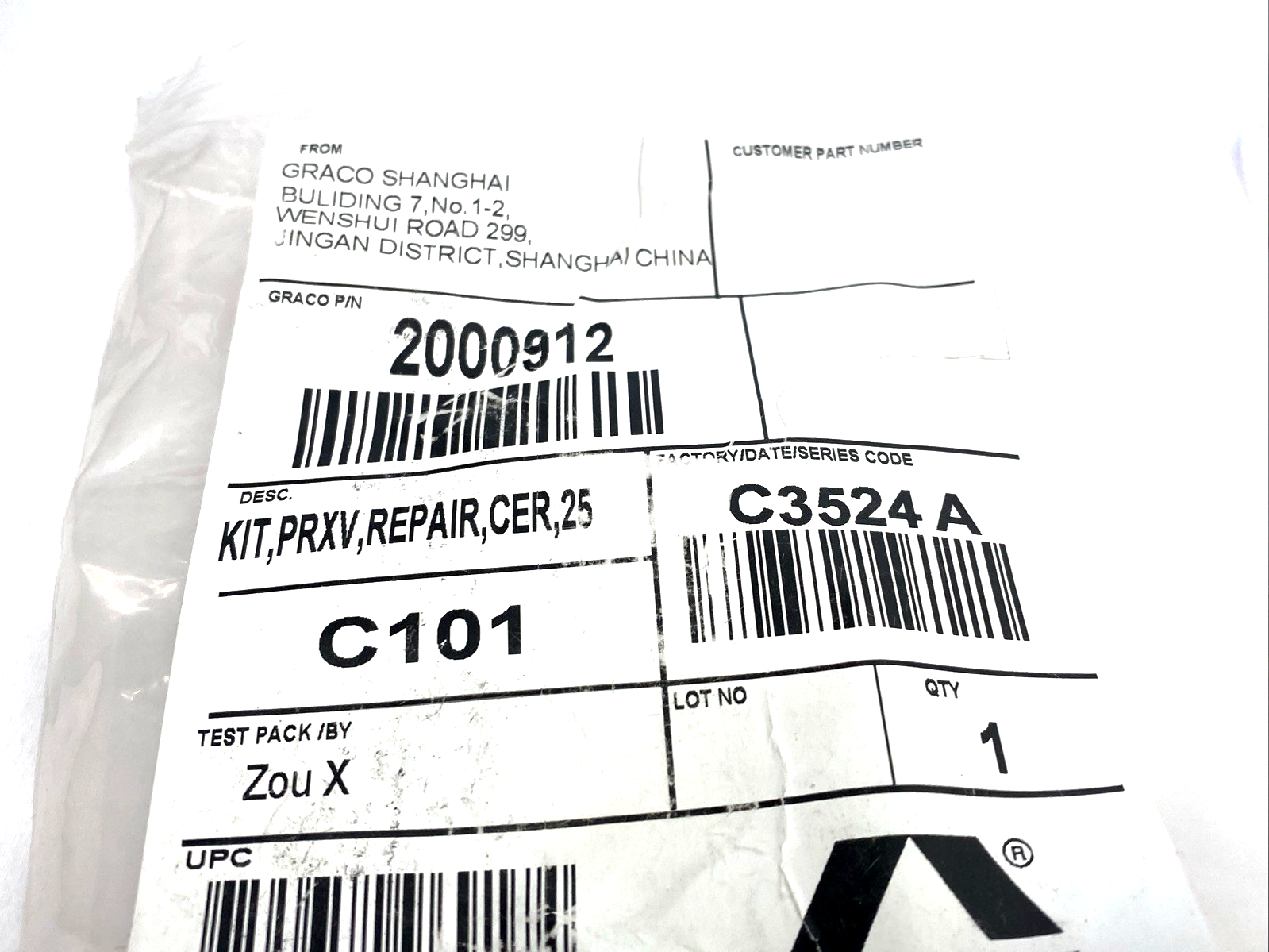 Graco 2000912 Repair Kit For PRXV 10:1 LV Side CER 25 - Maverick Industrial Sales