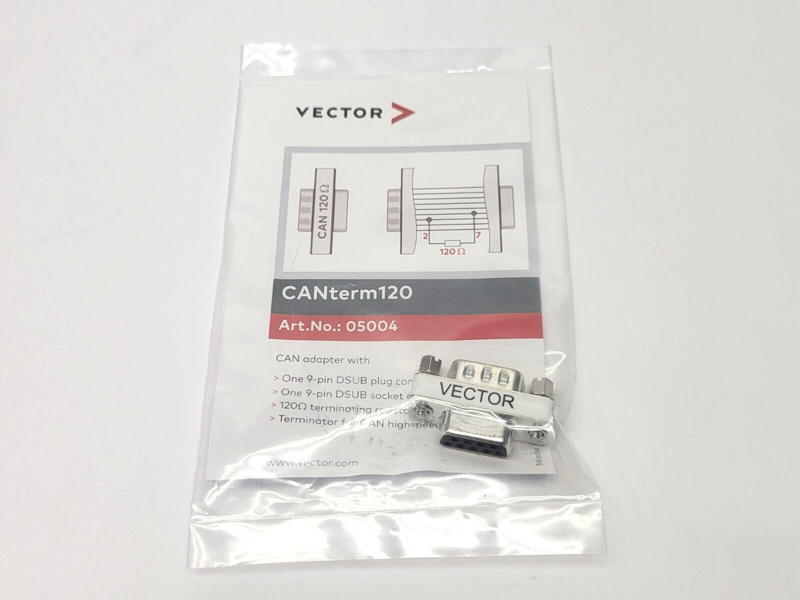 Vector CANterm120 Terminal Resistor 9-Pin DSUB Connector 05004 - Maverick Industrial Sales