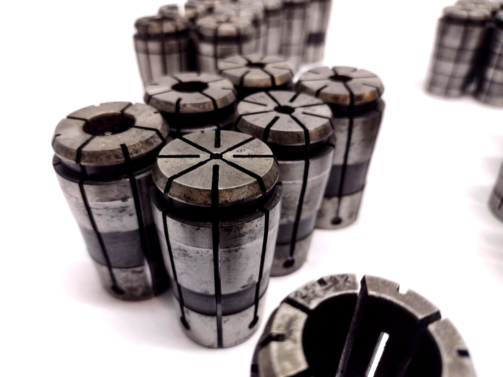 69 Pieces | Assorted CNC Spring Collets LOT OF 69 - Used - Maverick Industrial Sales