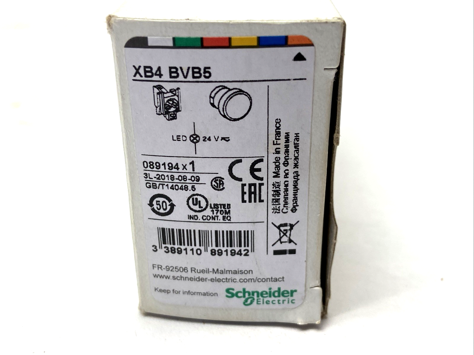 Schneider Electric XB4BVB5 Pilot Light Harmony XB4 Metal Orange 22mm - Maverick Industrial Sales