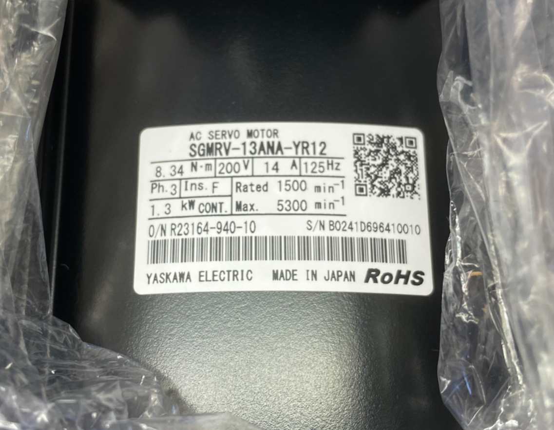 SGMRV-13ANA-YR12 | Yaskawa AC Servo Motor ES165D, B/T Axis, Sigma - New – Open box - Maverick Industrial Sales