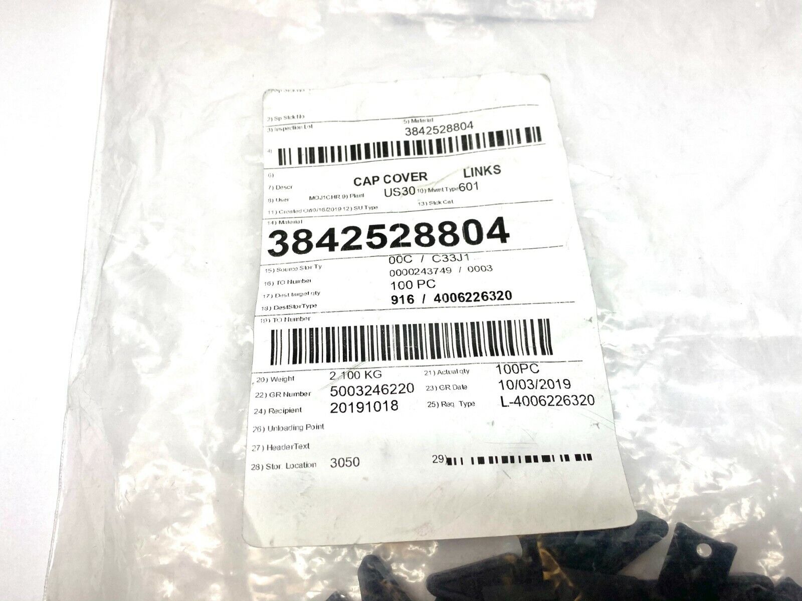 Bosch Rexroth 3842528804 Cap Cover Link LOT OF 10 - Maverick Industrial Sales