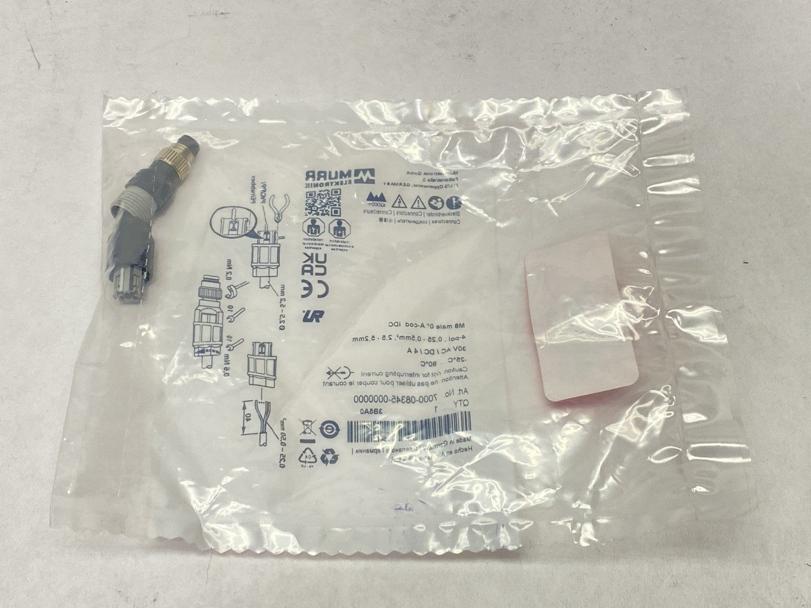 Murr Elektronik 7000-08345-0000000 Connector Male M8 4-Pin A-Code - Maverick Industrial Sales