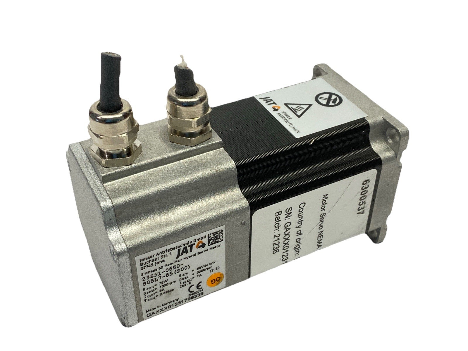 23S31-0650-805L7-55(200) | Jenaer Antriebstechnik Servo Motor 2-Phase 3000RPM 72W - For parts or not working - Maverick Industrial Sales