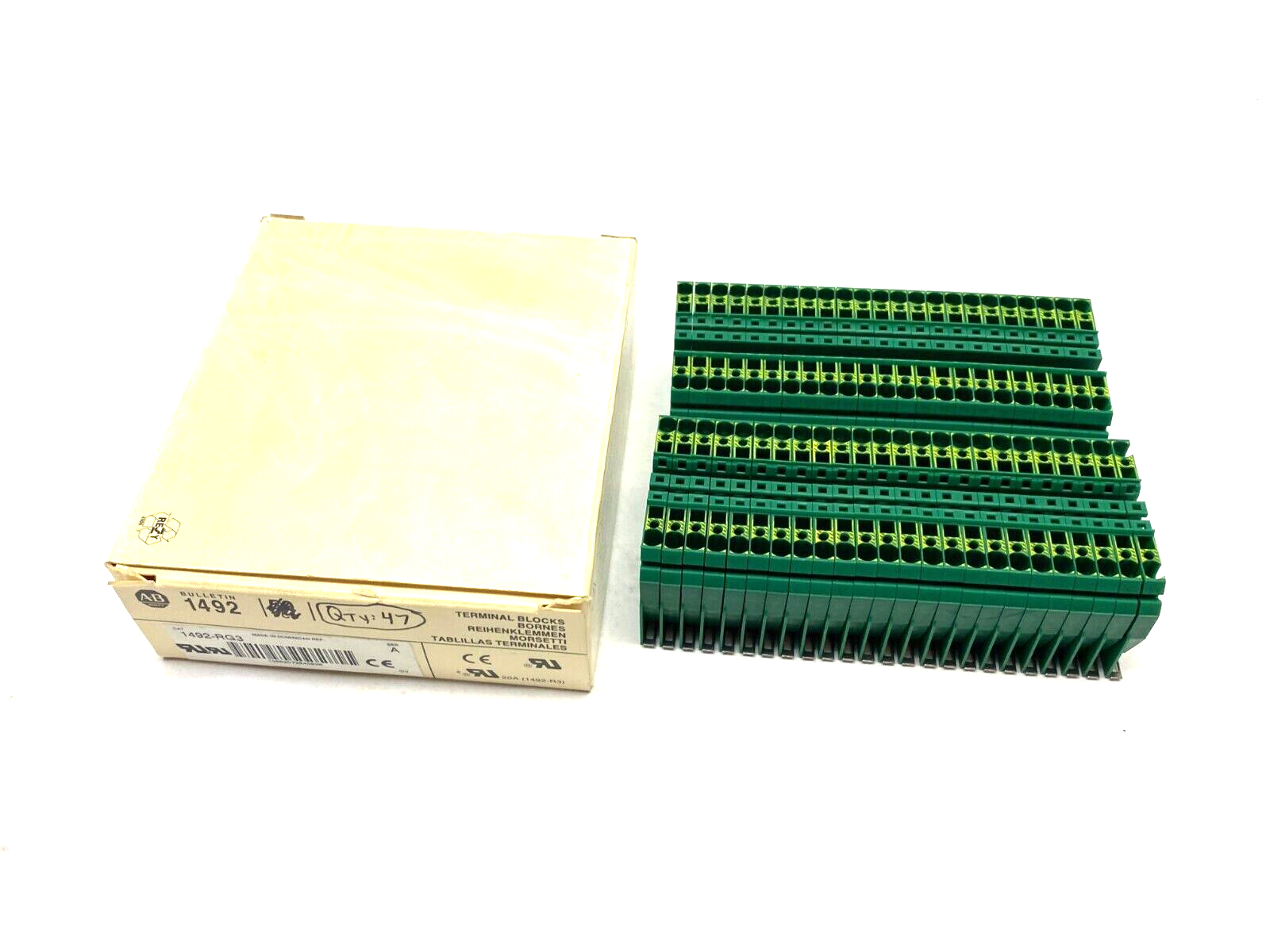 Allen Bradley 1492-RG3 Ser. A Green 2-Wire Terminal Block BOX OF 47 - Maverick Industrial Sales